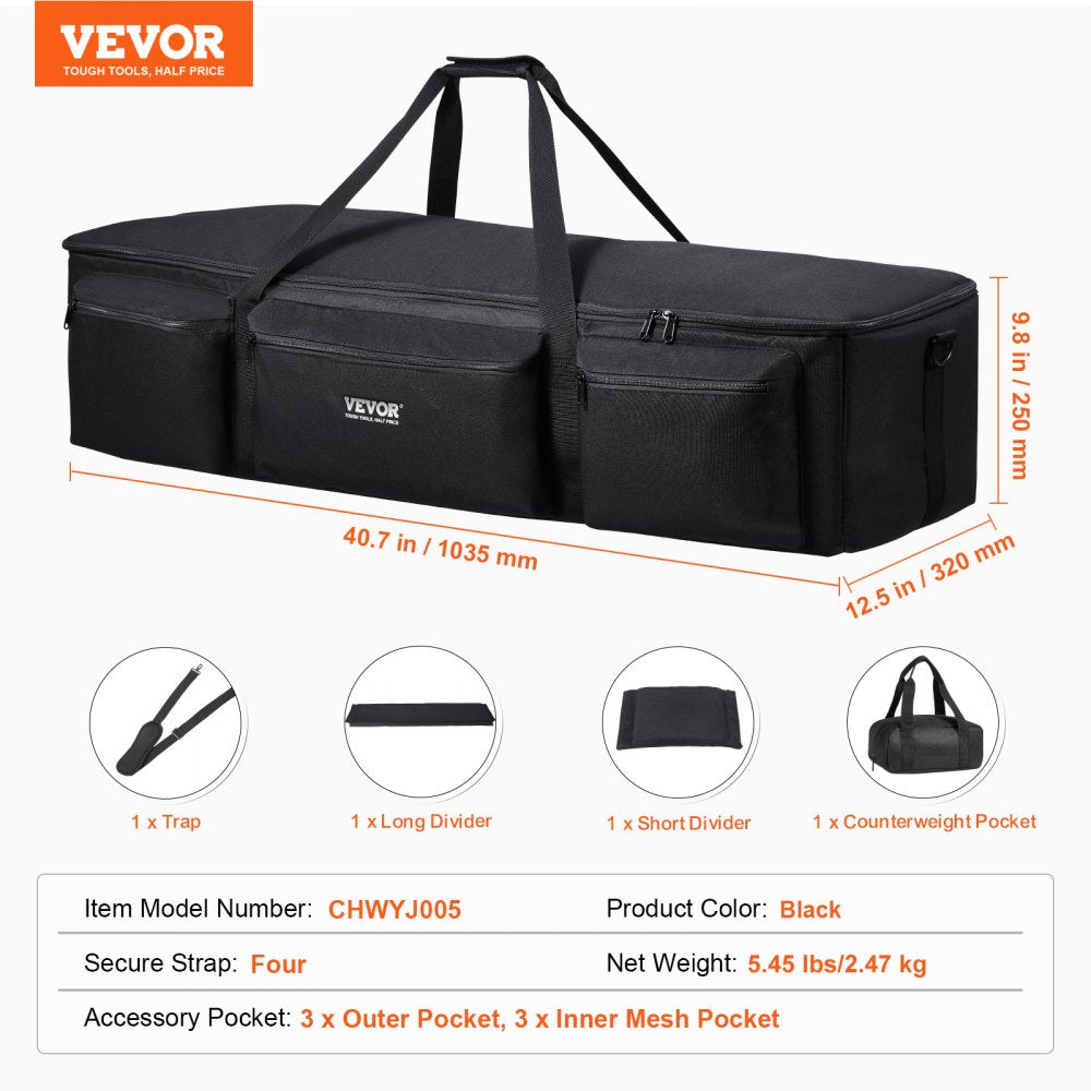 VEVOR Telescope Case, 40.7", Telescope Large Storage Bag with Fixed Buckles, Multi-Pocket & Detachable Divider, Shock-Absorbent Telescope Carrying Case for Optical Tube & Tripod, Counterweight Pocket