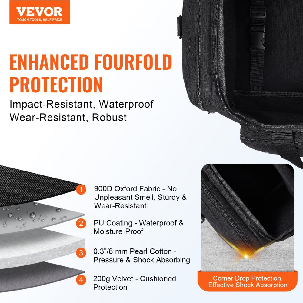 VEVOR Telescope Case, 22 in, Telescope Storage Bag with Fixed Buckles, Multi-Pocket & Detachable Divider for Telescope, Shock-Absorbent Telescope Carrying Case to Easily Secure Optical Tube & Tripod