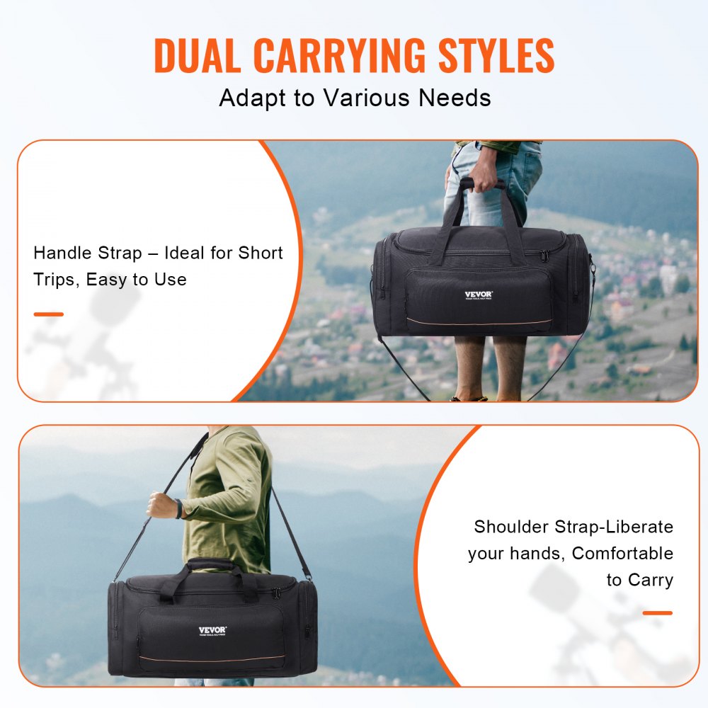 VEVOR Telescope Case, 22 in, Telescope Storage Bag with Fixed Buckles, Multi-Pocket & Detachable Divider for Telescope, Shock-Absorbent Telescope Carrying Case to Easily Secure Optical Tube & Tripod