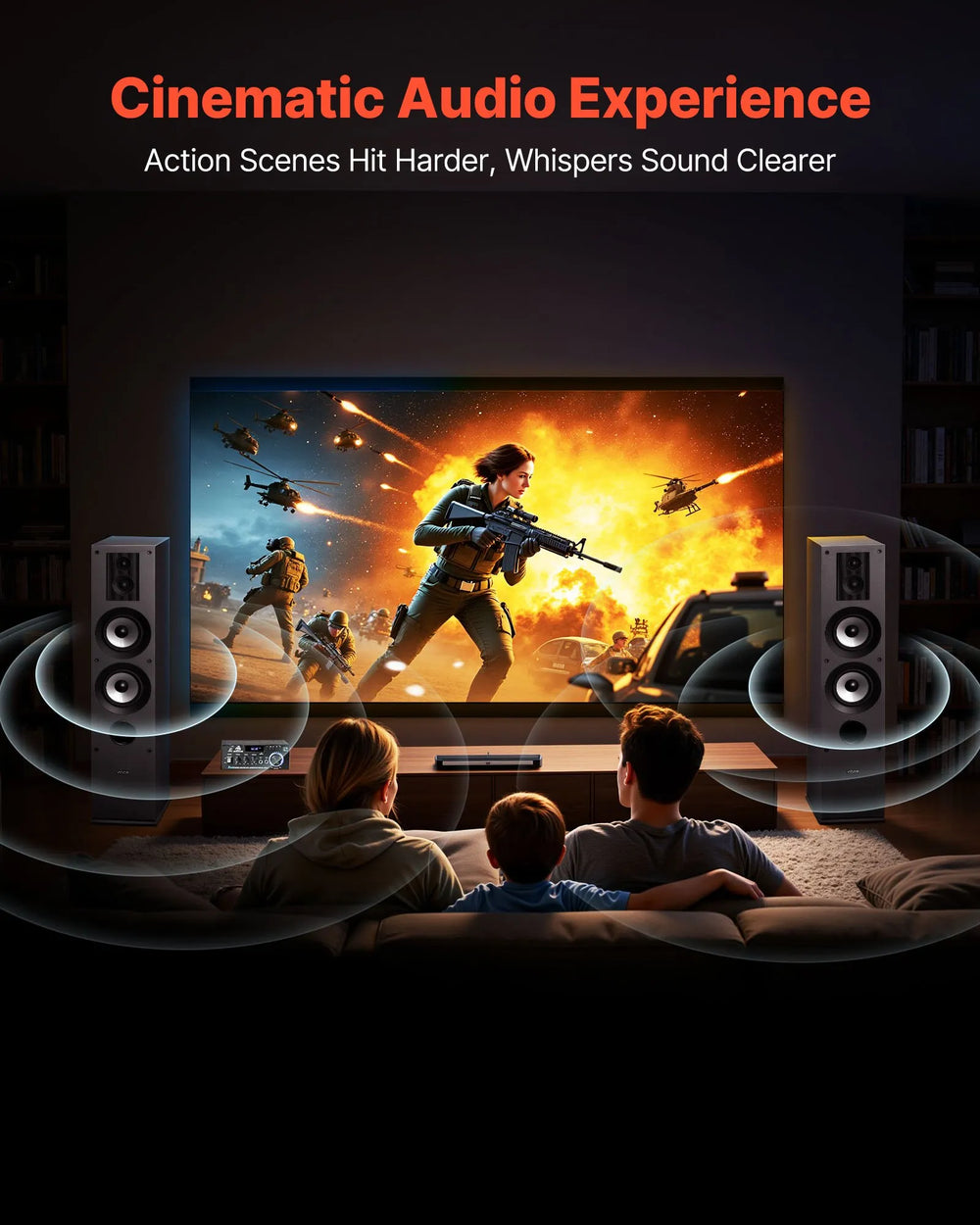 VEVOR cinematic audio experience lifestyle scene