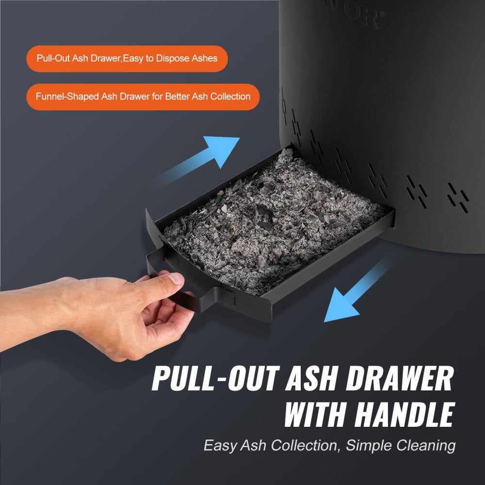 VEVOR Smokeless Fire Pit Stove Bonfire, H: 15.4 in x Dia: 15.7 in ,Wood Burning Fireplaces with Removable Ash Pan, SUS430 Stainless Steel Inner Portable Outdoor Firepit,for Outdoor Patio Camping