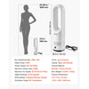 VEVOR Bladeless Tower Fan, 80° Oscillating Standing Fan, 8 Speeds & 9-Hour Timer, 15.42 ft High Velocity Floor Air Circulator, Powerful Airflow with Remote for Bedroom, Living Room, Home, Office,White