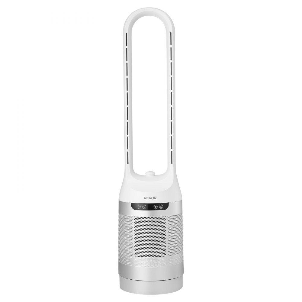 VEVOR Bladeless Tower Fan, 65° Oscillating Standing Fan, 12 Speeds & 4 Modes & 8H Timer, 14.76 ft/s High Velocity Floor Air Circulator, Powerful Airflow for Bedroom, Living Room, Home, Office, White