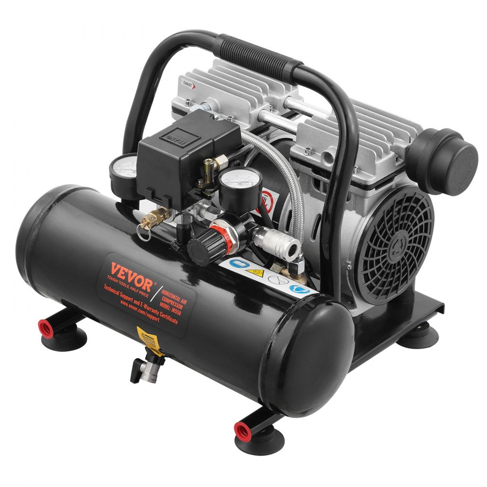 VEVOR Air Compressor, 1 Gallon Steel Tank, 1HP 1.5 CFM 90PSI Oil Free Air Compressor & Max. 120PSI Pressure, 78dB Ultra Quiet Portable Compressor, for Auto Repair, Tire Inflation, Spray Painting