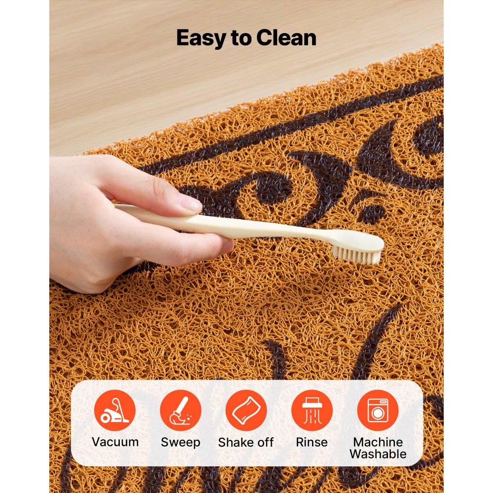 VEVOR Door Mat, Welcome Doormat for Outdoor Entrance, 29.5" x 17" All-Weather Faux Coir Entryway Mat with Non-Slip Backing, Low-Profile & Easy-to-Clean Front Door Mats for Garage, Backyard, Patio