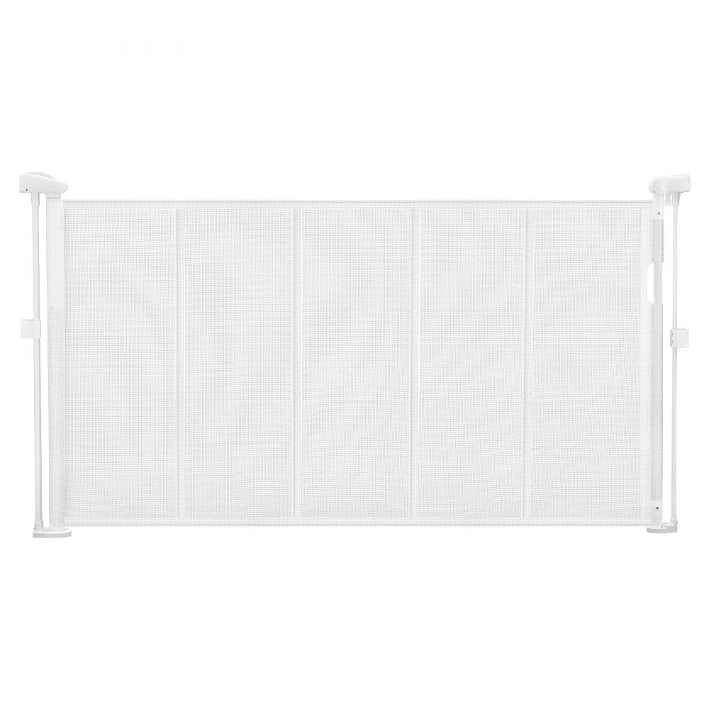 VEVOR Retractable Baby Gate, 34 inch Tall, Extends up to 55 inch Wide, Retractable Gate for Kids or Pets, Mesh Material, Easy to Install for Indoor Stairs, Doorways, Hallways, Playrooms, White