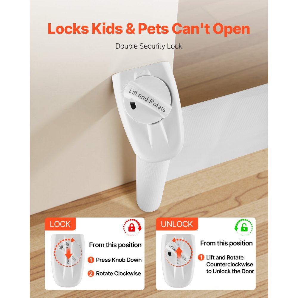 VEVOR Retractable Baby Gate, Extends to 72.8 inch Wide, 31.3 inch Tall, with Security Lock, Easy to Use, Walk Through Without Tripping, Mesh Dog Gate for Stairs, Hallways, Indoor/Outdoor, White