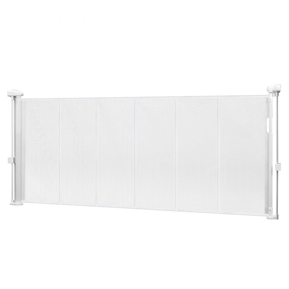 VEVOR Retractable Baby Gate, 34 inch Tall, Extends up to 71 inch Wide, Retractable Gate for Kids or Pets, Mesh Material, Easy to Install for Indoor Stairs, Doorways, Hallways, Playrooms, White