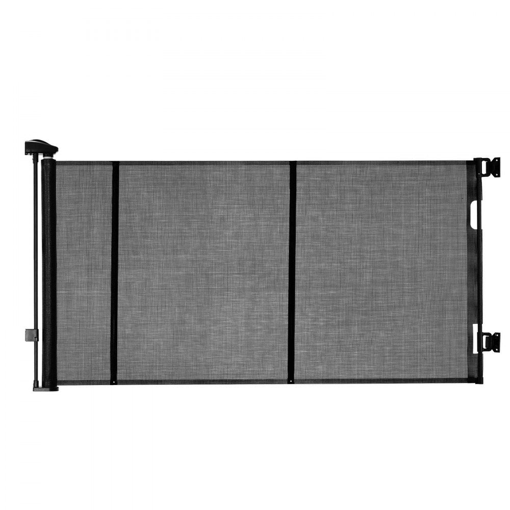 VEVOR Retractable Baby Gate, Extends to 122 inch Extra Wide, 31.3 inch Tall, with Reinforced Fiberglass Strips, Avoids Crawling Through, Mesh Dog Gate for Decks, Doorways, Garages, Indoor, Black