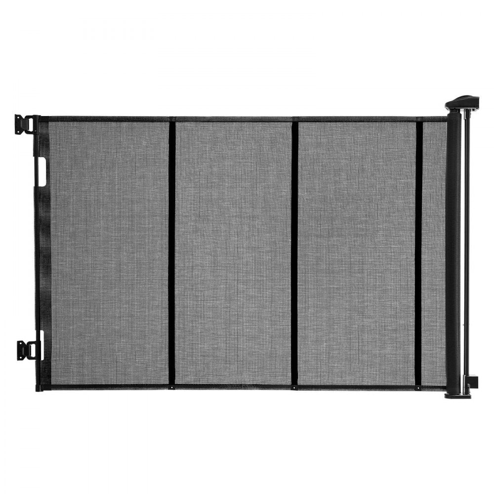 VEVOR Retractable Baby Gate, Extends to 120 inch Extra Wide, 38.5 inch Tall, with Reinforced Fiberglass Strips, Avoids Crawling Through, Mesh Dog Gate for Decks, Doorways, Garages, Indoor, Black