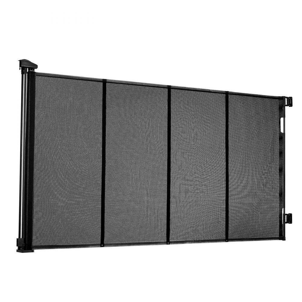 VEVOR Retractable Baby Gate, Extends to 202.7 inch Extra Wide, 39 inch Tall, with Reinforced Fiberglass Strips, Avoids Crawling Through, Mesh Dog Gate for Decks, Doorways, Garages, Indoor, Black