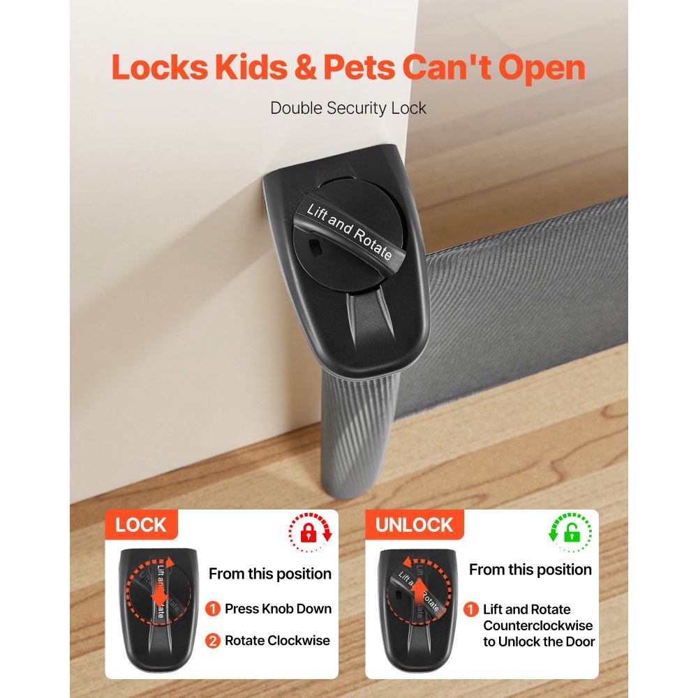 VEVOR Retractable Baby Gate, Extends to 56.3 inch Wide, 31.3 inch Tall, with Security Lock, Easy to Use, Walk Through Without Tripping, Mesh Dog Gate for Stairs, Hallways, Indoor/Outdoor, Black