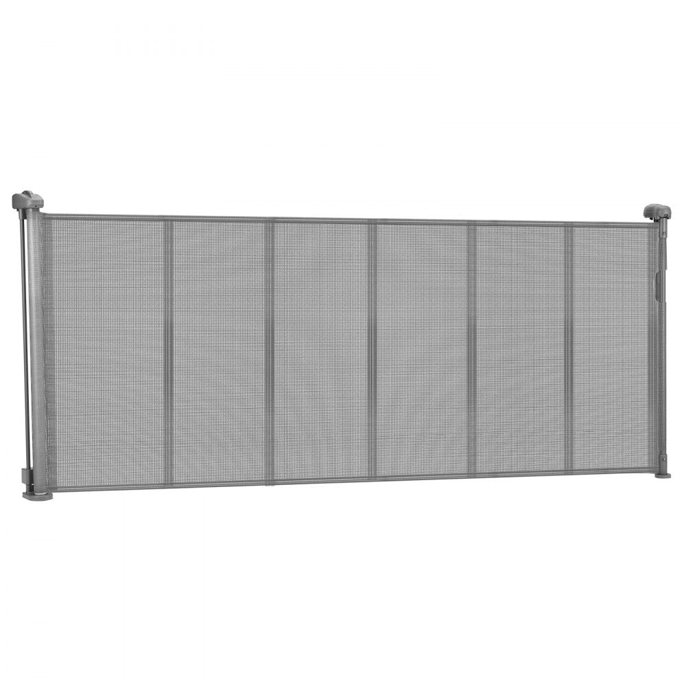 VEVOR Retractable Baby Gate, 34 inch Tall, Extends up to 71 inch Wide, Retractable Gate for Kids or Pets, Mesh Material, Easy to Install for Indoor Stairs, Doorways, Hallways, Playrooms, Gray