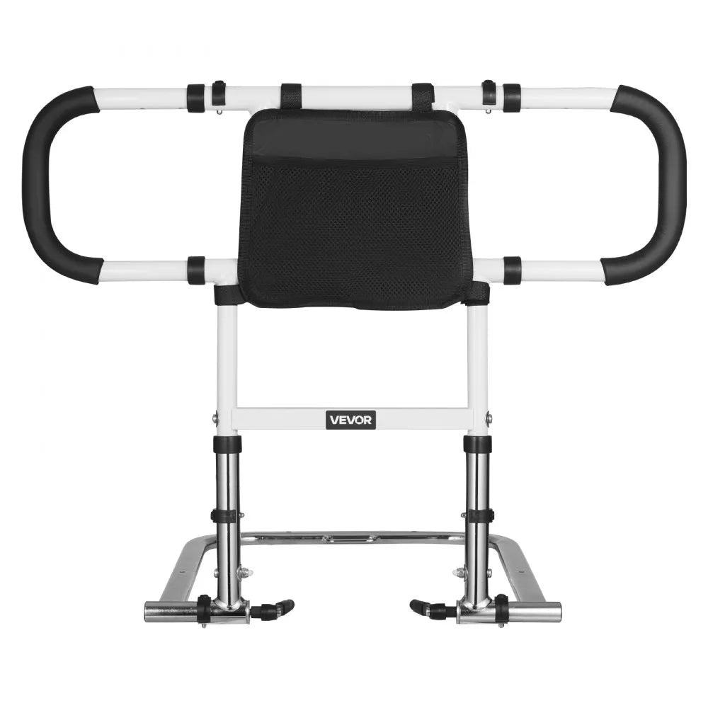 VEVOR Bed Rail for Elderly, Foldable & Extendable Bedside Assist Rail with Side Handles & PU Handrail, Adjustable Height Carbon Steel Pipe Bedside Cane, Senior Bed Bar Fits King, Queen, Full, Twin
