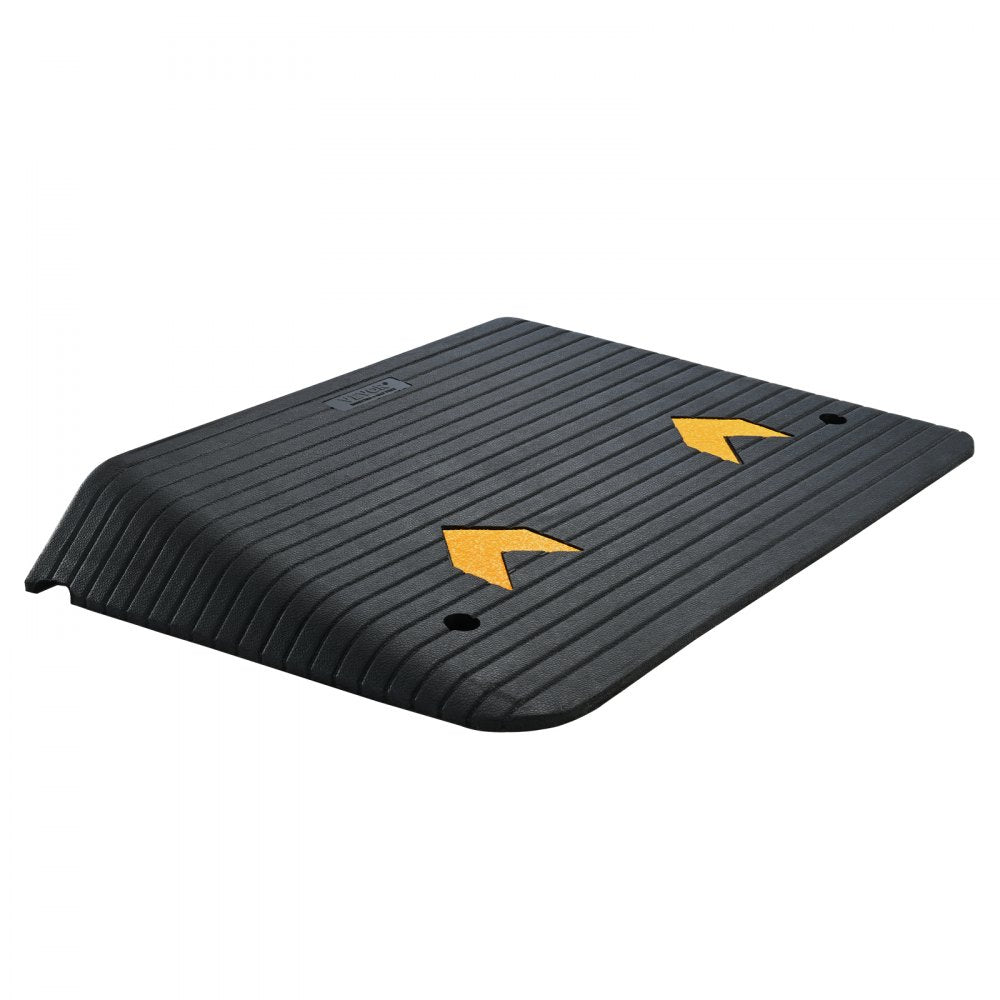 VEVOR Upgraded Rubber Threshold Ramp, 4" Rise Door Ramp with 1 Channel, Natural Rubber Car Ramp with Non-Slip Textured Surface, 33069 lbs Load Capacity Curb Ramp for Wheelchair and Scooter
