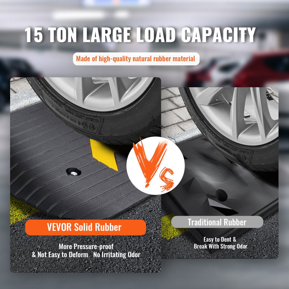 VEVOR Upgraded Rubber Threshold Ramp, 1.5" Rise Wheelchair Ramp Doorway, Natural Curb Ramp Rated 33069 lbs Load Capacity, Non-Slip Textured Surface Rubber Curb Ramp for Wheelchair and Scooter