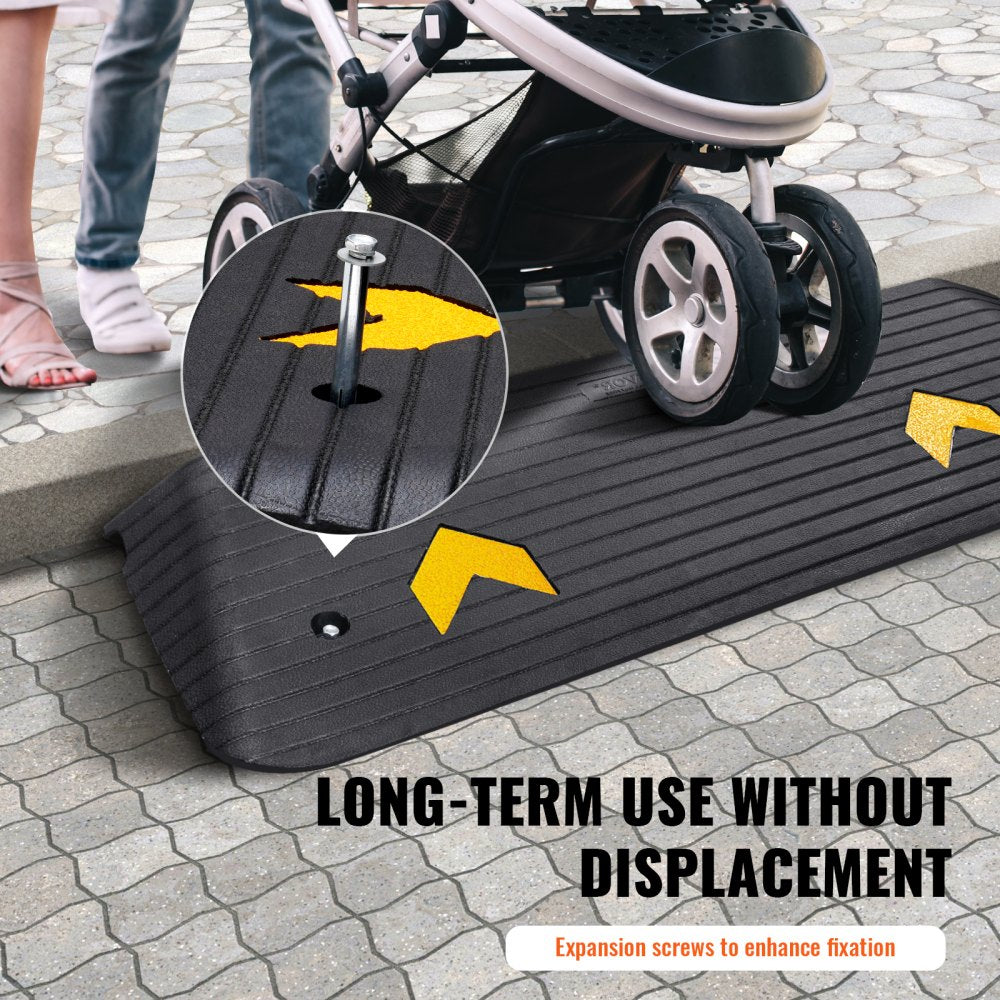 VEVOR Rubber Threshold Ramp, 2" Rise Threshold Ramp Doorway, Recycled Rubber Power Threshold Ramp Rated 33069 lbs Load Capacity, Non-Slip Surface Rubber Solid Threshold Ramp for Wheelchair and Scooter