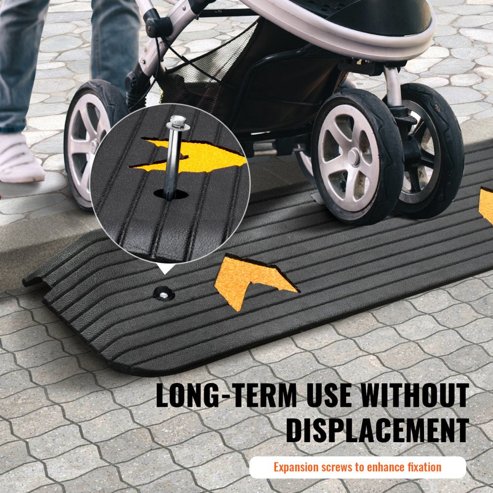 VEVOR Upgraded Rubber Threshold Ramp, 1" Rise Wheelchair Ramp Doorway, Natural Curb Ramp Rated 33069 lbs Load Capacity, Non-Slip Textured Surface Rubber Curb Ramp for Wheelchair and Scooter