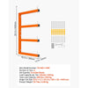 VEVOR Lumber Rack, 4-Tier 2-Pack 220 lbs per Tier, Welded Wood Pipe Storage, Wall-mounted Organizer for Garages, Workshops, Warehouse, Basement, Heavy-Duty Steel Cantilever Arms, Locking Pins, Orange