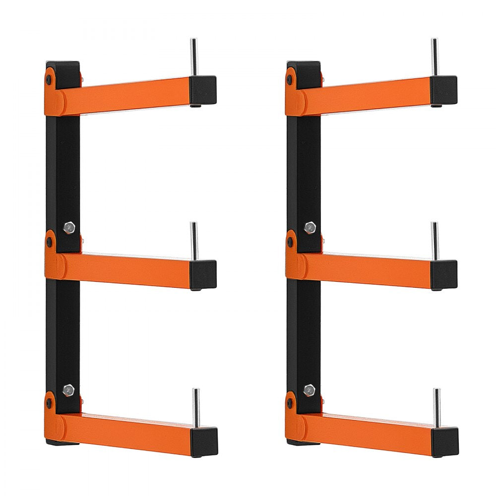 VEVOR Lumber Rack, 3-Tier 2-Pack 110 lbs per Tier, Foldable Wood Storage, Wall-mounted for Garages, Workshops, Warehouse, Basement, Heavy-Duty Cantilever Arms, Locking Pins, Steel, Orange & Black