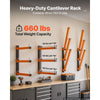 VEVOR Lumber Rack, 3-Tier 4-Pack 110 lbs per Tier, Foldable Wood Storage, Wall-mounted for Garages, Workshops, Warehouse, Basement, Heavy-Duty Cantilever Arms, Locking Pins, Steel, Orange & Black