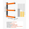 VEVOR Lumber Rack, 3-Tier 6-Pack 110 lbs per Tier, Foldable Wood Storage, Wall-mounted for Garages, Workshops, Warehouse, Basement, Heavy-Duty Cantilever Arms, Locking Pins, Steel, Orange & Black