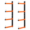 VEVOR Lumber Rack, 4-Tier 2-Pack 110 lbs per Tier, Foldable Wood Storage, Wall-mounted for Garages, Workshops, Warehouse, Heavy-Duty Cantilever Arms, 3-Level Adjustment, Steel, Orange & Black