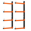 VEVOR Lumber Rack, 4-Tier 2-Pack 110 lbs per Tier, Foldable Wood Storage, Wall-mounted for Garages, Workshops, Warehouse, Heavy-Duty Cantilever Arms, 3-Level Adjustment, Steel, Orange & Black