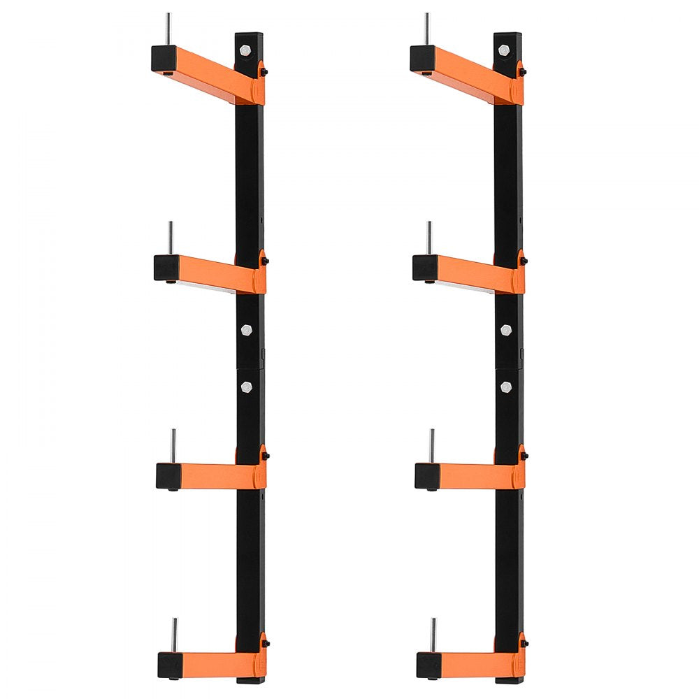 VEVOR Lumber Rack, 4-Tier 2-Pack 110 lbs per Tier, Foldable Wood Storage, Wall-mounted for Garages, Workshops, Warehouse, Heavy-Duty Cantilever Arms, 3-Level Adjustment, Steel, Orange & Black