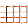VEVOR Lumber Rack, 4-Tier 4-Pack 110 lbs per Tier, Foldable Wood Storage, Wall-mounted for Garages, Workshops, Warehouse, Heavy-Duty Cantilever Arms, 3-Level Adjustment, Steel, Orange & Black