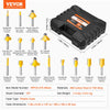 VEVOR Router Bits Set, 15 Pieces, Carbide Router Bit Kit with 1/4 Inch Shank, Plastic Carrying Case, Woodworking Tools for Professional and Beginners Carpenter, for Wood MDF Particle Board Plywood