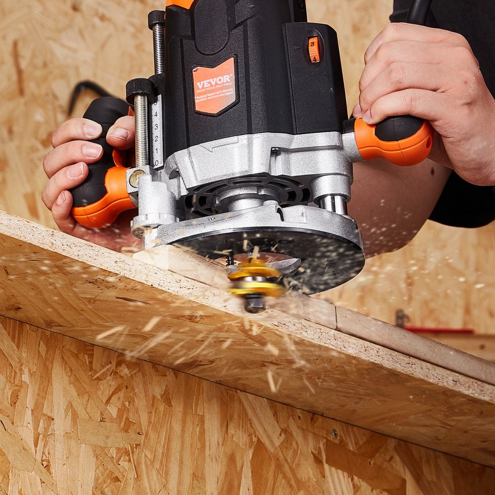 VEVOR Router Bits Set, 3 Pieces, Carbide Router Bit Kit with 1/4 Inch Shank, Wood Carrying Case, Woodworking Tools for Professional and Beginners Carpenter, for Wood MDF Particle Board Plywood
