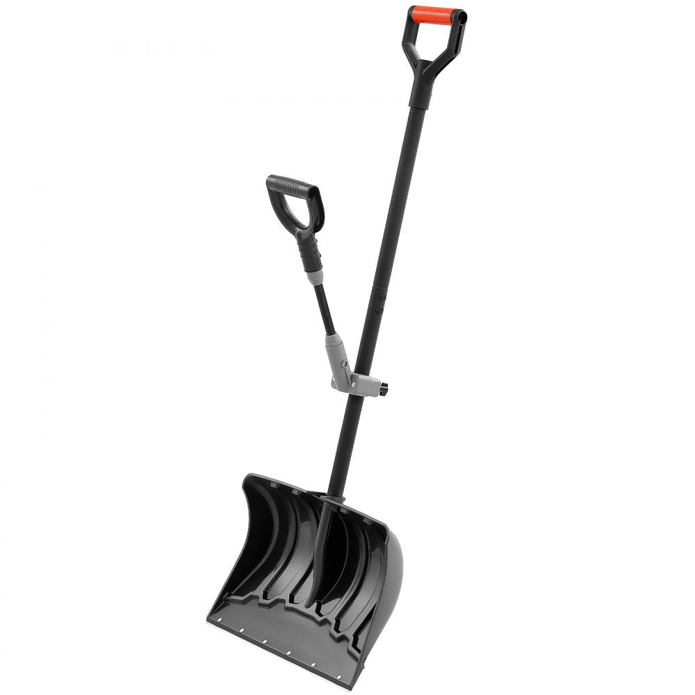 VEVOR Snow Shovel for Driveway 18" Plastic Shovel Assist Handle & D-Grip, for Home Garden Camping Outdoor Use, Steel Strip, Large Capacity Lightweight Snow Removal Tool with Extended Steel Handle