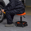 VEVOR Mechanic Stool, 250 LBS Rolling Pneumatic Creeper Garage/Shop Seat, Adjustable Height 22 in-28 in Padded Rolling Workshop Stool with Tool Tray, for Garage, Shop, Auto Repair, Black+Orange