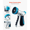 VEVOR Hose Nozzle, 10 Adjustable Spray Patterns, Metal Water Hose Nozzle with Comfortable Ergonomic Grip, Garden Hose Nozzle Sprayer with Flow Control for Watering Plants & Lawns, Washing Cars & Pets