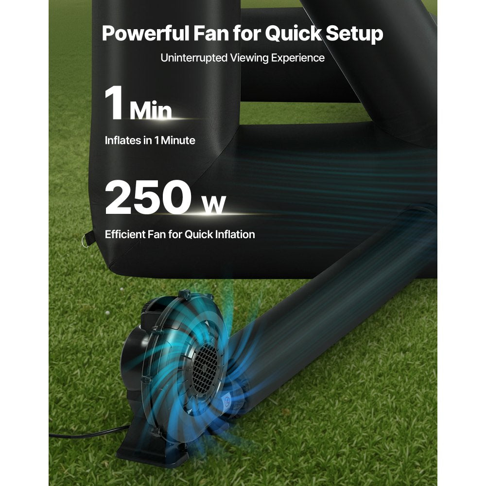 VEVOR 16FT Inflatable Projector Screen, Inflatable Movie Screen Outdoor with 250W Air Blower Projector Screen Oxford Fabric Material Blow Up Screen for Outdoor Backyard, Home Theater, Theme Party