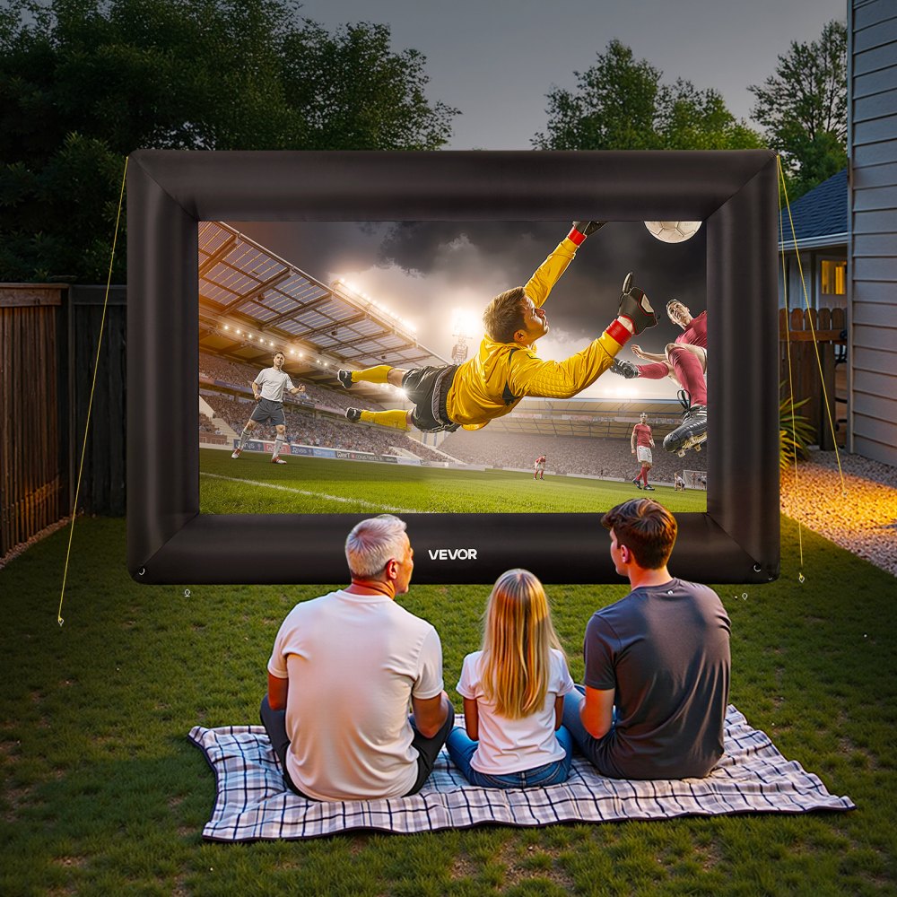 VEVOR 16FT Inflatable Projector Screen, Inflatable Movie Screen Outdoor with 250W Air Blower Projector Screen Oxford Fabric Material Blow Up Screen for Outdoor Backyard, Home Theater, Theme Party