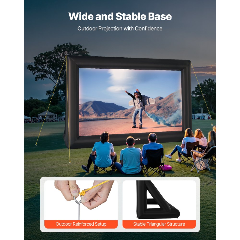 VEVOR 20FT Inflatable Projector Screen, Inflatable Movie Screen Outdoor with 250W Air Blower Projector Screen Oxford Fabric Material Blow Up Screen for Outdoor Backyard, Home Theater, Theme Party