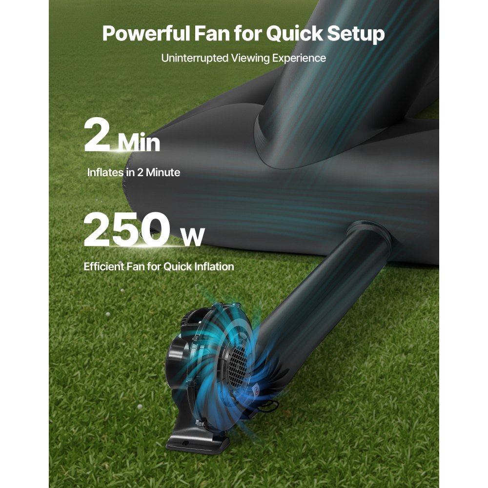 VEVOR 18FT Inflatable Movie Screen, Inflatable Projector Screen with Portable Storage Bag, 16:9 Easy Set Up Movie Projection for Outdoor Backyard, Home Theater, Theme Party