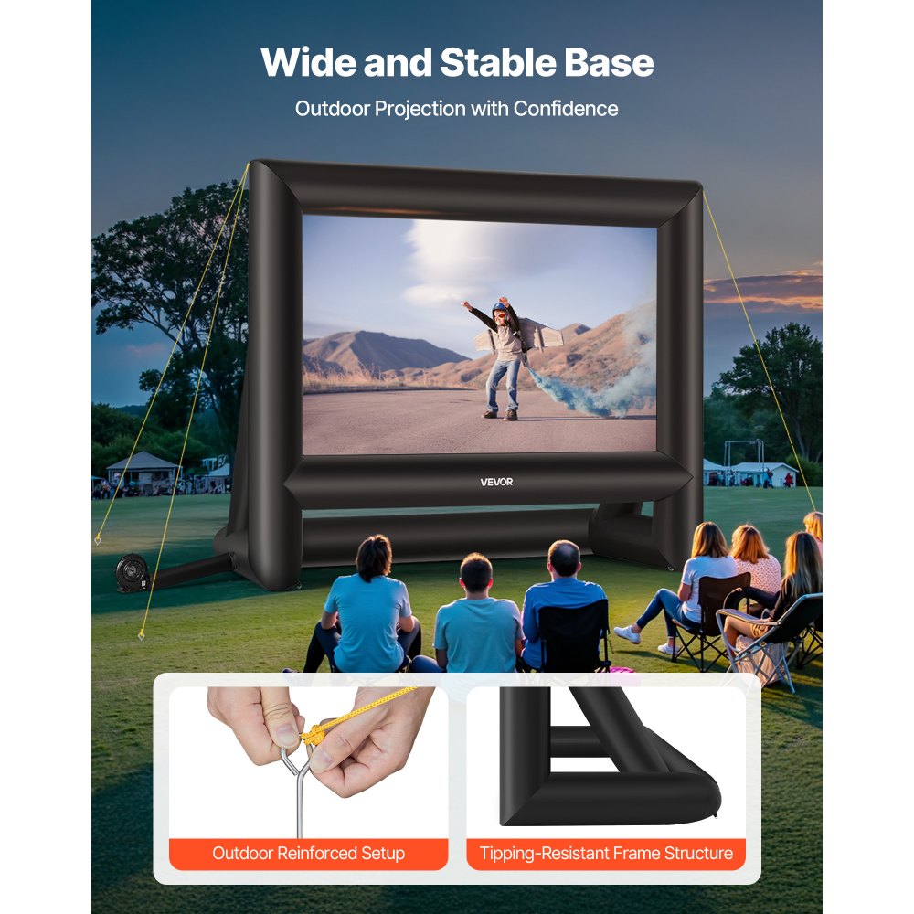 VEVOR 18FT Inflatable Movie Screen, Inflatable Projector Screen with Portable Storage Bag, 16:9 Easy Set Up Movie Projection for Outdoor Backyard, Home Theater, Theme Party