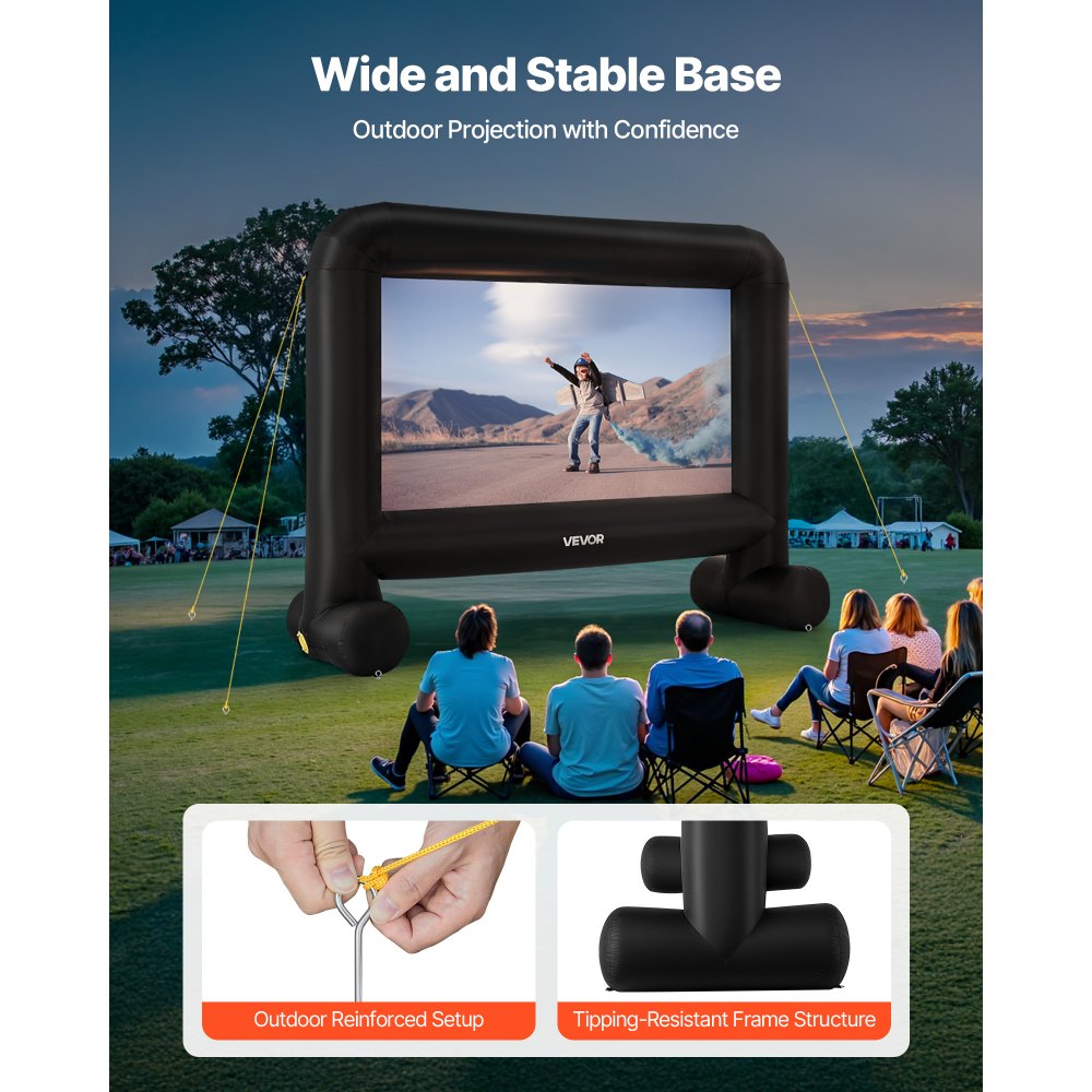 VEVOR 15FT Inflatable Movie Screen, Inflatable Projector Screen with Portable Storage Bag, 16:9 Easy Set Up Movie Projection for Outdoor Backyard, Home Theater, Theme Party