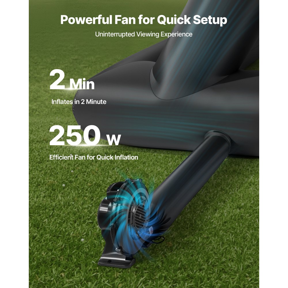 VEVOR 20FT Inflatable Movie Screen, Inflatable Projector Screen with Portable Storage Bag, 16:9 Easy Set Up Movie Projection for Outdoor Backyard, Home Theater, Theme Party