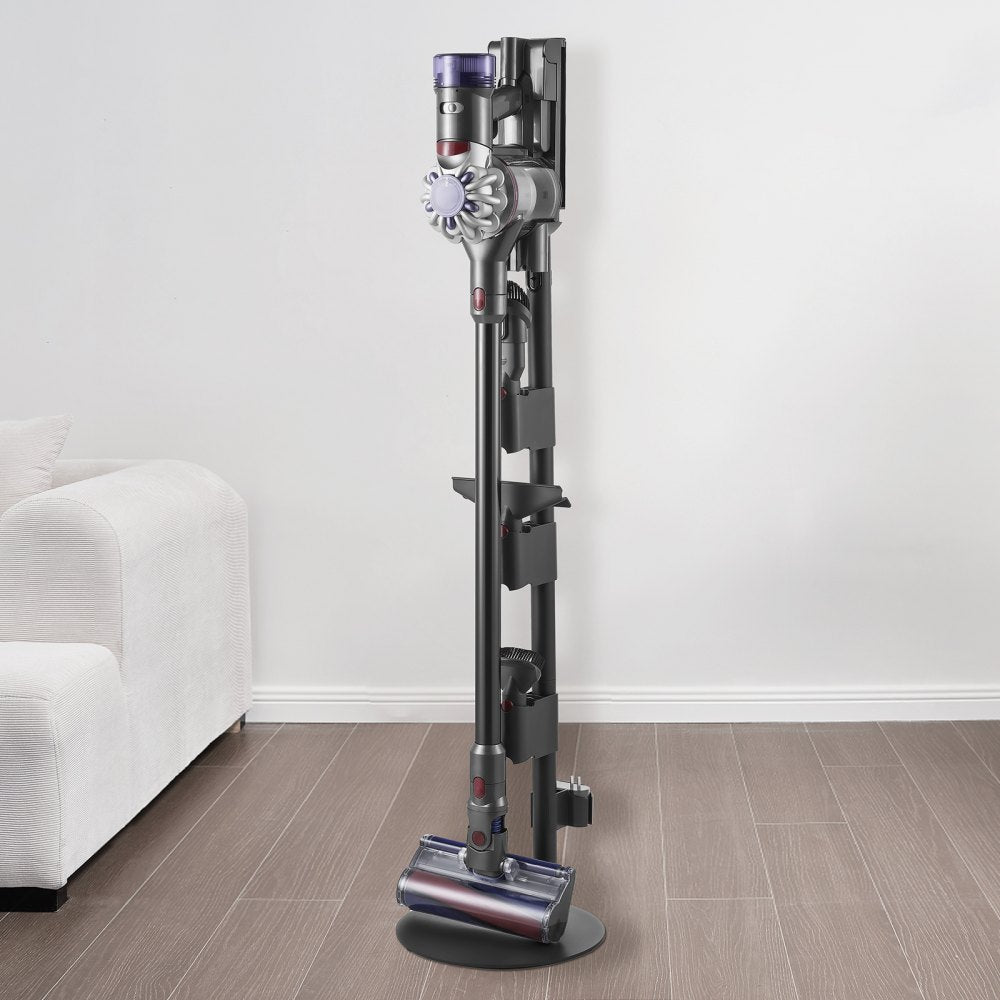 VEVOR Vacuum Stand, Compatible With V7 V8 V10 V11 V12 V15 Series Upright Vacuum Cleaners & Accessories, Stable Vacuum Stand Holder with 4 Anti-slip Pads and 3 Clips for Storing 6 Brush Heads