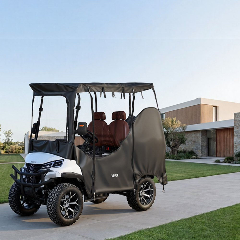 VEVOR Golf Cart Cover, Visible Full-Enclosure 2&2+2 Passenger Golf Cart, 420D Waterproof Oxford Fabric Club Car Cover Fits Most Carts Club Car, Yamaha, EZGO, Honda, PVC Coating & Windproof Hook Design