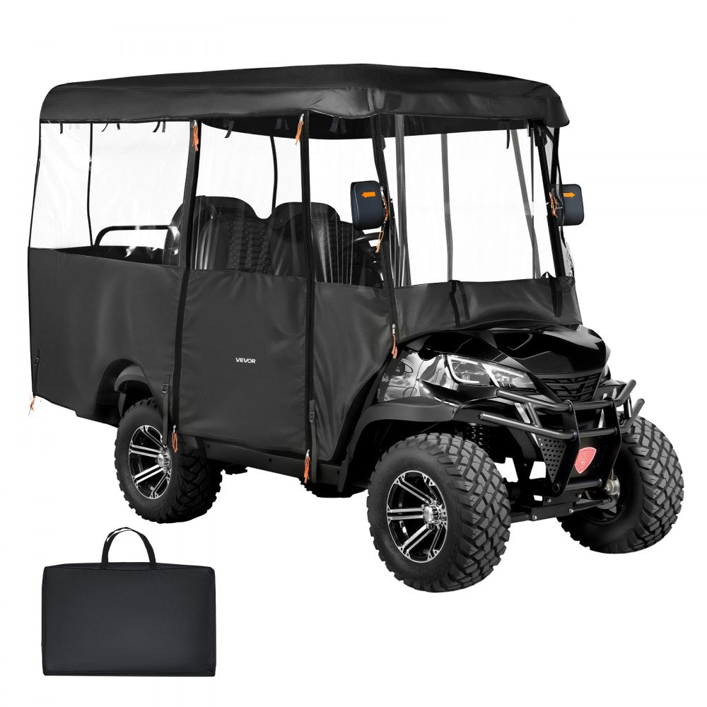 VEVOR Golf Cart Cover, Visible Full-Enclosure 2+2/4 Passenger Golf Cart, 600D Waterproof Oxford Fabric Club Car Cover Fits Most Carts Club Car, Yamaha, EZGO, Honda, PVC Coating & Windproof Hook Design