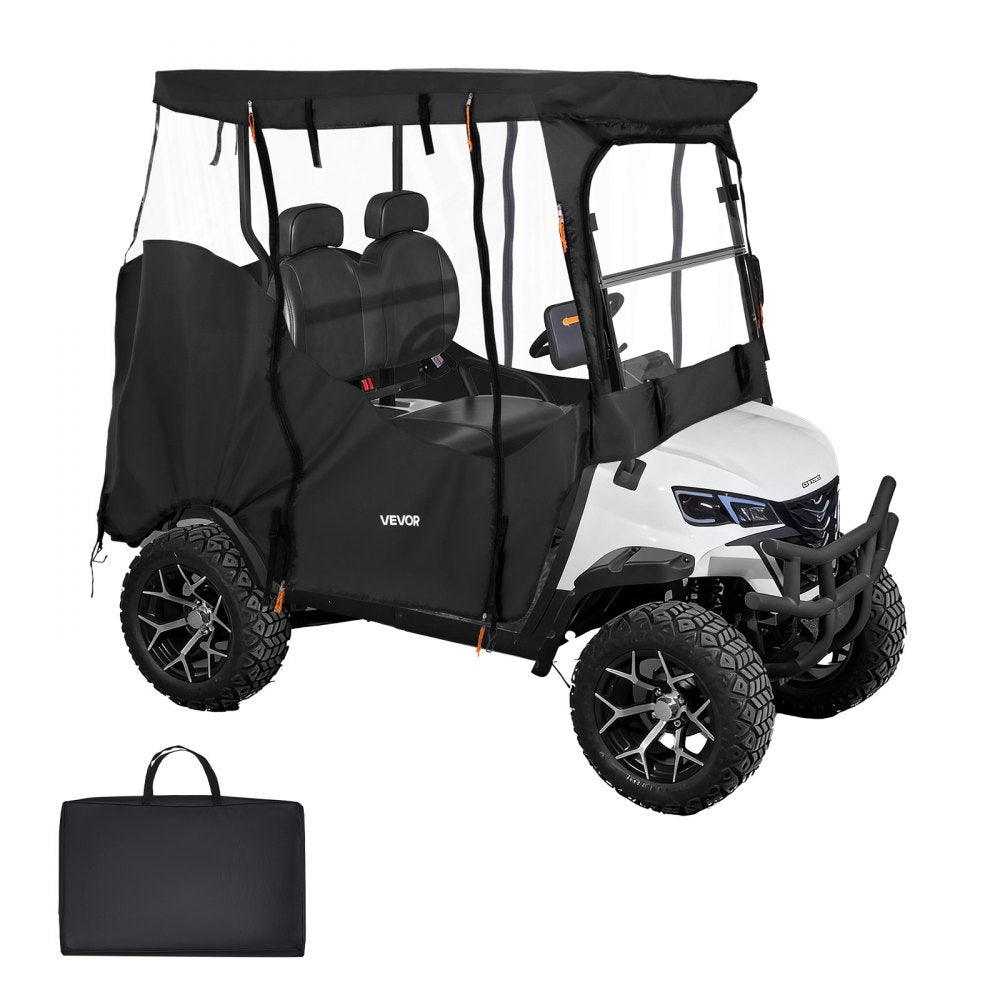 VEVOR Golf Cart Cover, Visible Full-Enclosure 2&2+2 Passenger Golf Cart, 600D Waterproof Oxford Fabric Club Car Cover Fits Most Carts Club Car, Yamaha, EZGO, Honda, PVC Coating & Windproof Hook Design
