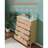 VEVOR 5 Fluted Drawer Dresser, Wooden Chest of Drawers with Sliding & Anti-tip Device, Modern Minimalist Dresser Chest, Closet Storage Organizer for Living Room, Hallway, Bedroom, Entryway, Light Wood