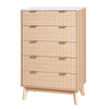 VEVOR 5 Fluted Drawer Dresser, Wooden Chest of Drawers with Sliding & Anti-tip Device, Modern Minimalist Dresser Chest, Closet Storage Organizer for Living Room, Hallway, Bedroom, Entryway, Light Wood