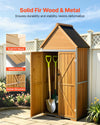 VEVOR Outdoor Storage Shed, 44.09" x 66.93" Wood & Metal Garden Tool Shed with Lockable Doors & Sloped Roof, Waterproof Outside Storage Cabinet with Shelves & Floor for Backyard Patio Lawn, Brown