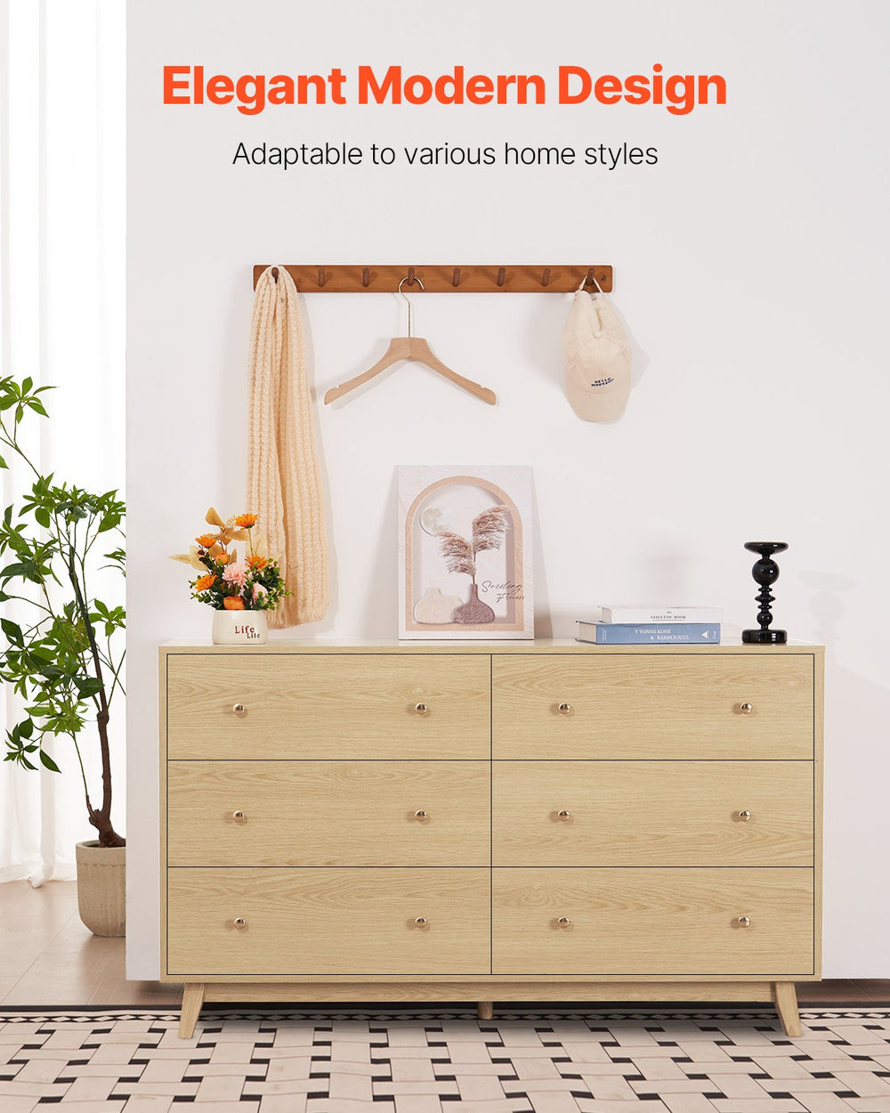 VEVOR 6 Drawer Dresser - Elegant Modern Design (Lifestyle)